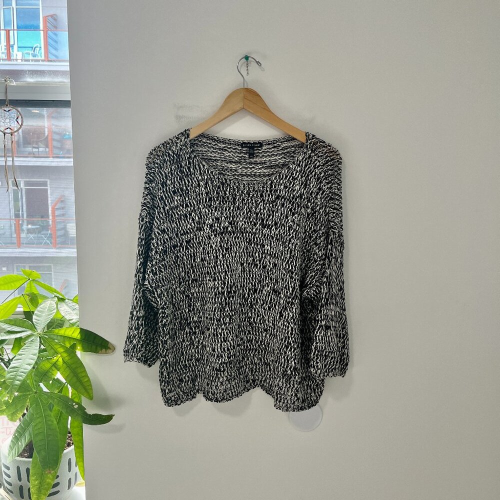 Eileen Fisher Black & White Loose Knit Sweater Size Large